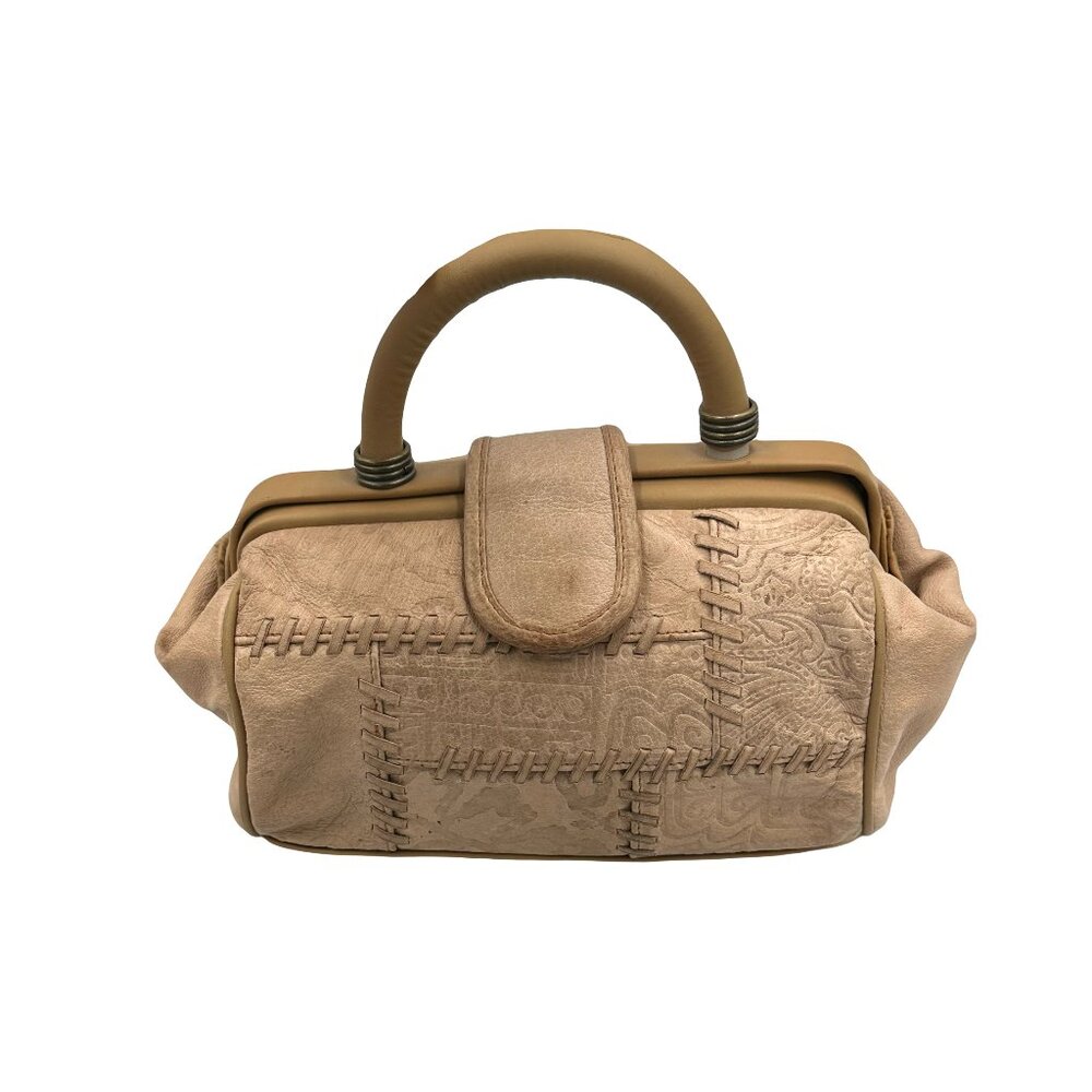 Vintage 90s Vegan Sand Tan Leather Small Purse Handbag